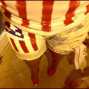 Distressed American flag shorts