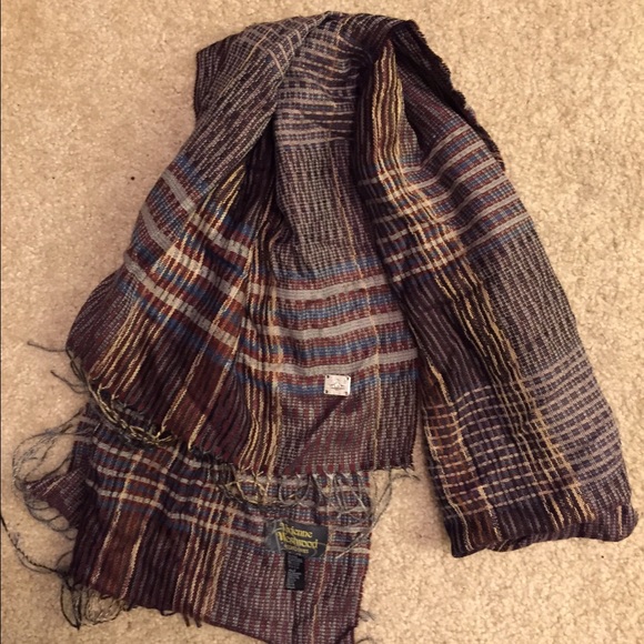 Auth Vivienne Westwood lightweight fringe scarf