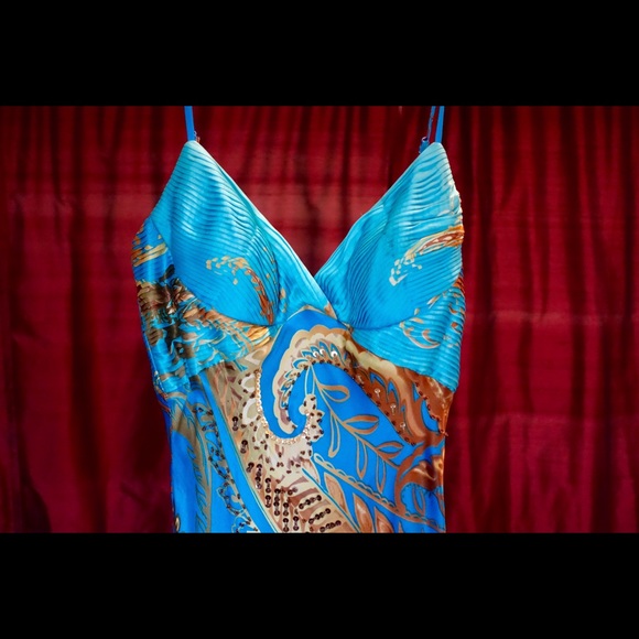 Sue Wong long spaghetti strap
