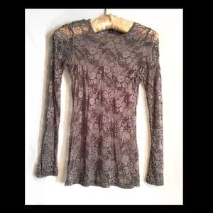 Long sleeve sheer floral top