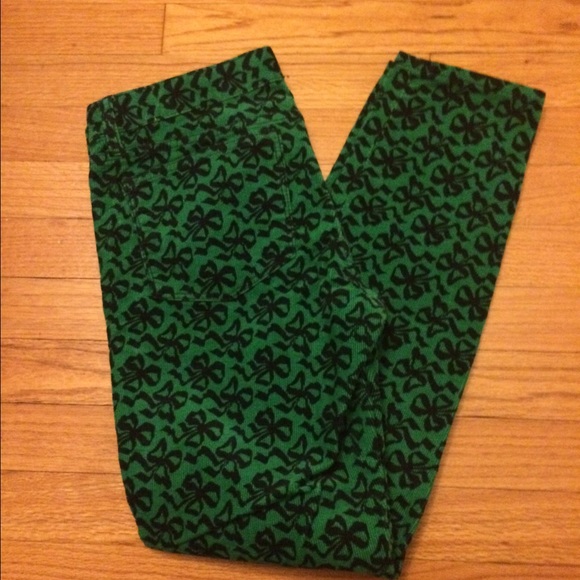 SALE J.Crew green Bow Matchstick Cords - Picture 2 of 3