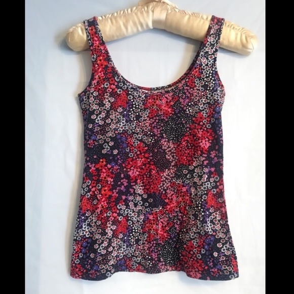 Red and pink floral tank top