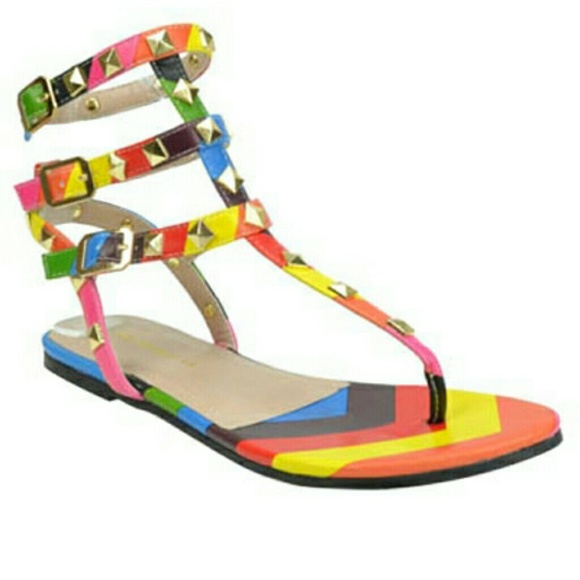 Valentino Shoes - Multicolored Rock Stud Sandals size 8