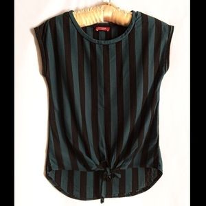 Striped blue and black short sleeve top