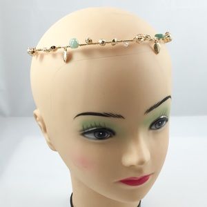 SKINNY GOLD WIRE JADE BEAD CROWN GARLAND HEADBAND