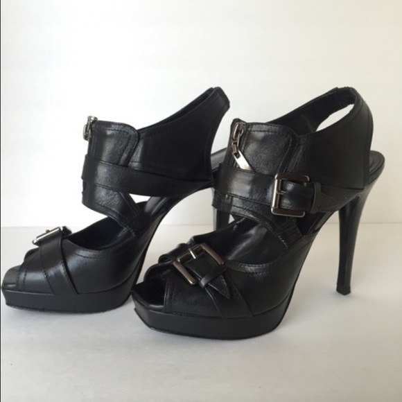 Also black strappy stiletto heels