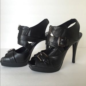 Also black strappy stiletto heels