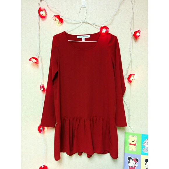 Lovers + Friends Maroon Drop Waist Dress