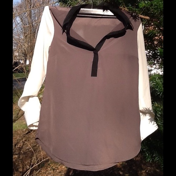 Ann Taylor Brown, Black and Cream Top
