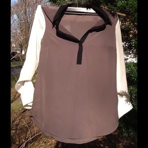 Ann Taylor Brown, Black and Cream Top