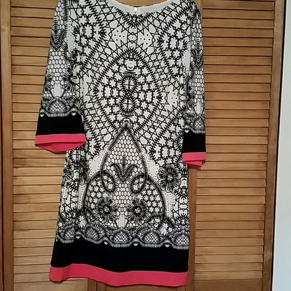 NWT Eliza j black white and pink dress...size 10