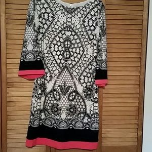 NWT Eliza j black white and pink dress...size 10
