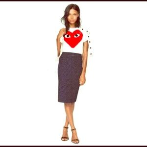 J. Crew Navy Polka Dot Pencil Skirt