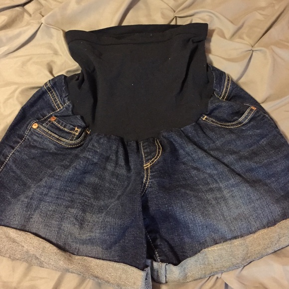 Indigo blue maternity shorts