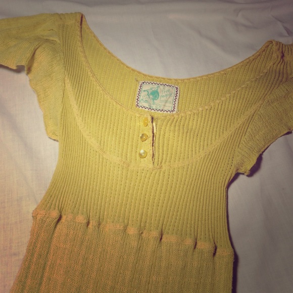 Yellow free people top SZ SMALL