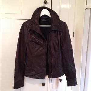 All Saints dark brown leather jacket