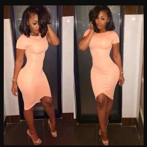 Ribbed peach body in dress