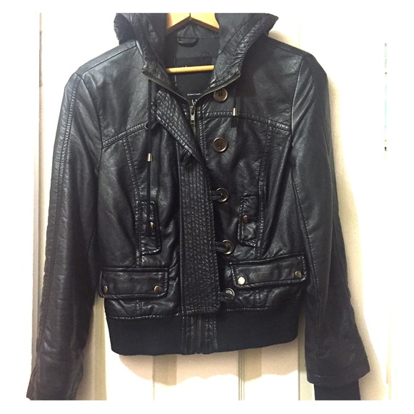 Faux black leather jacket
