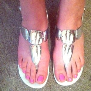 Size 9 Montego Bay Club silver/chrome sandals