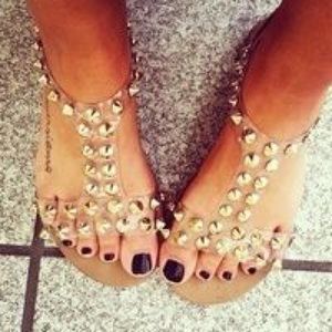 Steve Madden Gold Studded Clear Sandals
