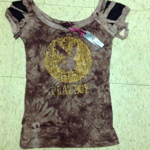 Original playboy shirt vintage new brown and gold