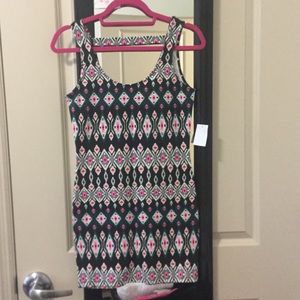 Black tribal print body-con dress