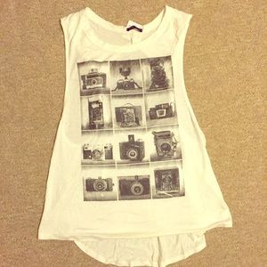 White camera tank with open back..