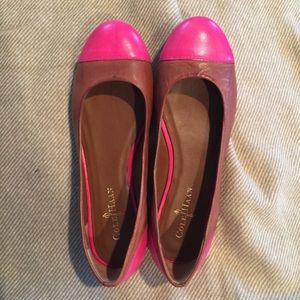 Adorable hot pink and brown Cole Haan ballet flats