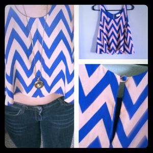 Flowy striped crop top with open back detail