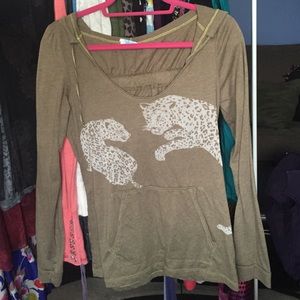 Free People light weight leopard hoodie