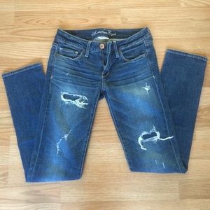 Distressed american eagle skinny jeans