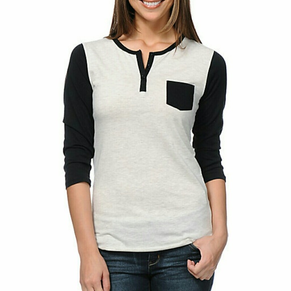 Zine Black & Oatmeal Henley Baseball Tee