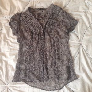 Express Silk Grey Sheer Top Snakeskin Print