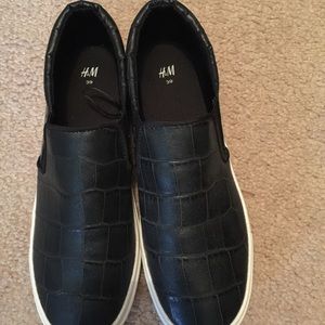 Snakeskin slip ons (faux)