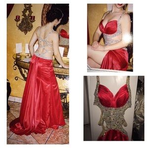 Red Swarovski Crystal Prom Dress