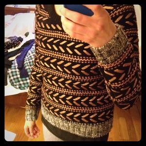 Metallic black and white rag & bone chunky sweater