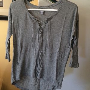 Aerie 3/4 Sleeve Gray Top