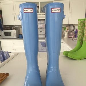 Hunter light Blue rain boots size 9