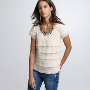 J. Crew tulle tiered blouse in navy, size 0