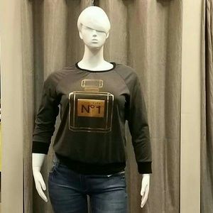 Gray long sleeve plus size top