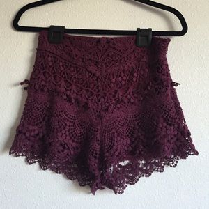 High wasted lace shorts