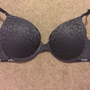 Gray 'PINK' push up bra