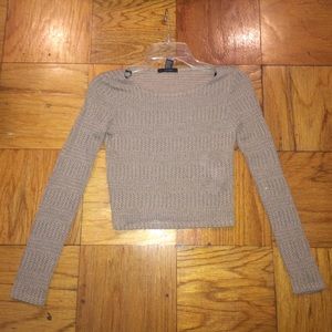 Knitted Long Sleeve Cropped Shirt