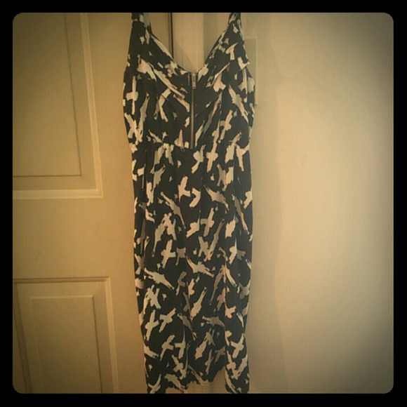 Little black strap dress/cross printed
