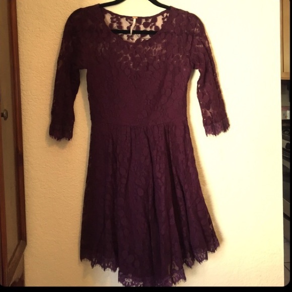 SOLD Free People Plum Lace Dress Sz 0 - Picture 3 of 4