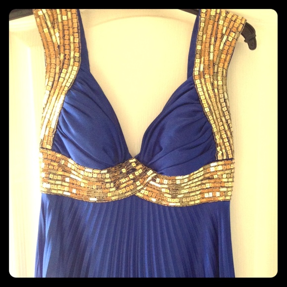 Royal Blue & Gold Prom dress