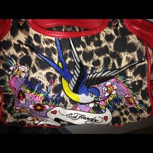 Authentic Ed Hardy Red leopard Medium Purse