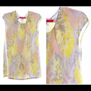 Manoush mod floral pink yellow silver mini dress