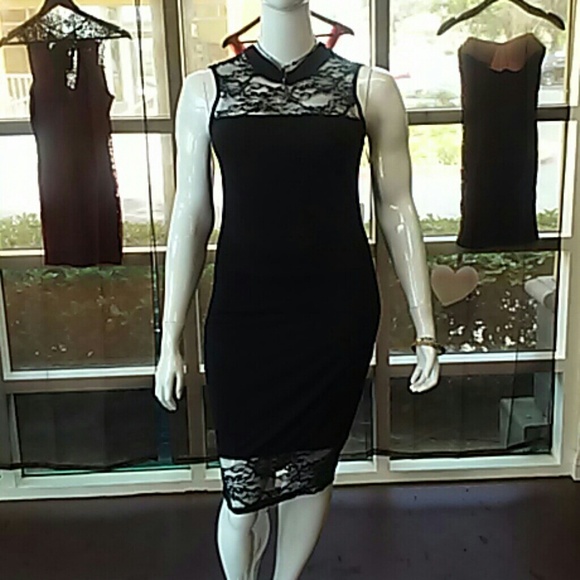 Black Tube Dress w/Lace Panel Plus Size