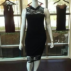 Black Tube Dress w/Lace Panel Plus Size